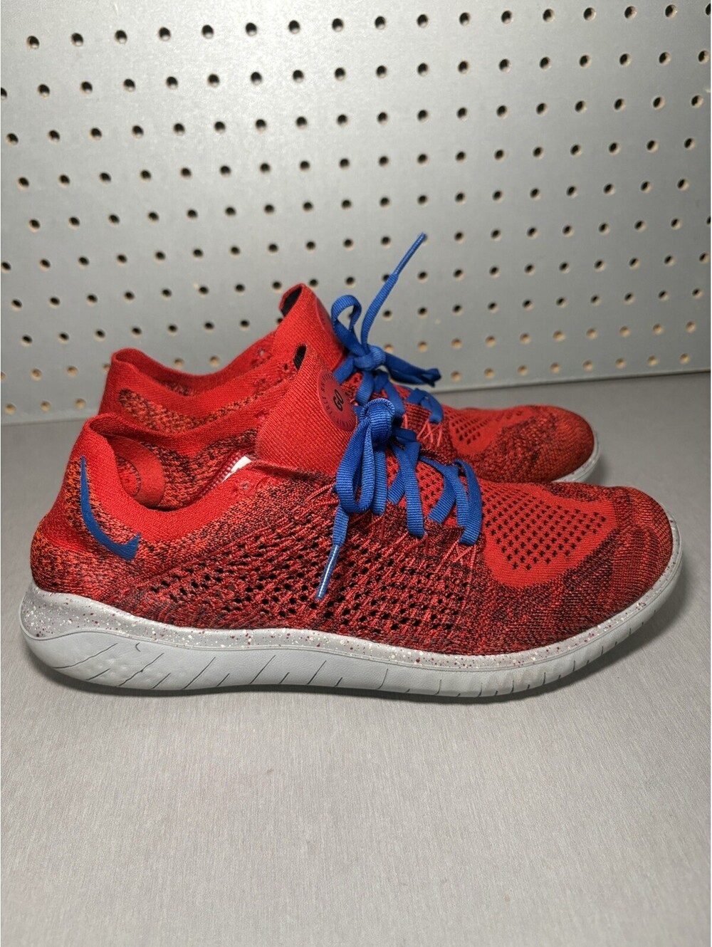 Nike Free 4.0 Flyknit Shoes Mens Sz 9.5 Red Blue Gray Grey Running Sneakers